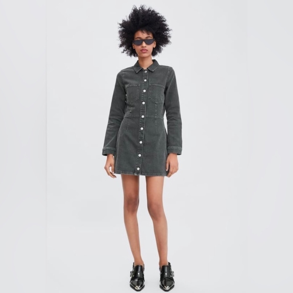 Zara denim black dress
